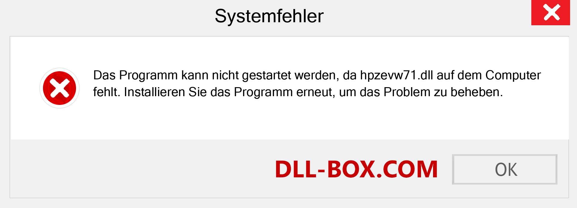 hpzevw71.dll-Datei fehlt?. Download für Windows 7, 8, 10 - Fix hpzevw71 dll Missing Error unter Windows, Fotos, Bildern